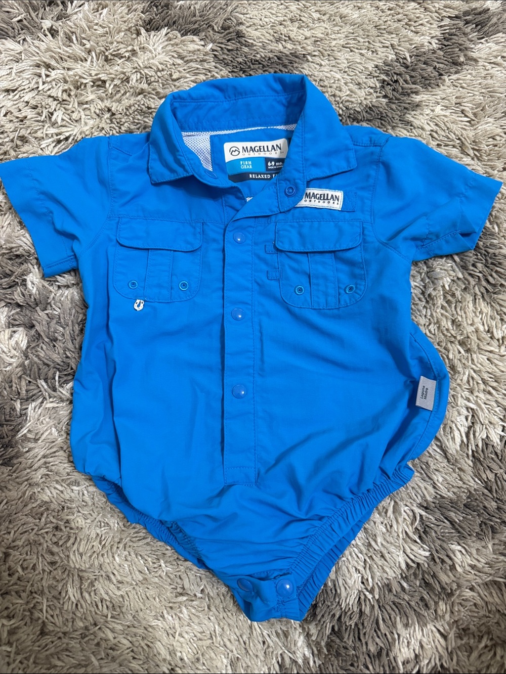 Magellan Outdoors Bright Blue Infant Button-Front One-Piece Shirt